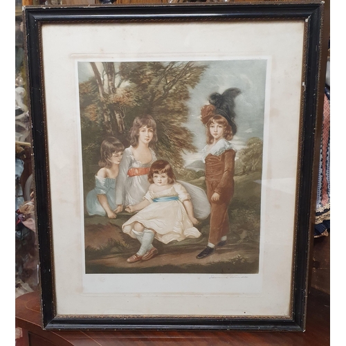 578 - After Edmund Wardell. A 19th Century Artist proof coloured Print of a group of children.
H 57 x W 48... 