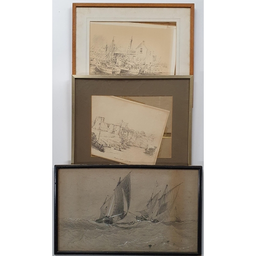 581 - A mixed box of framed Pictures, Watercolors, Prints and Engravings.