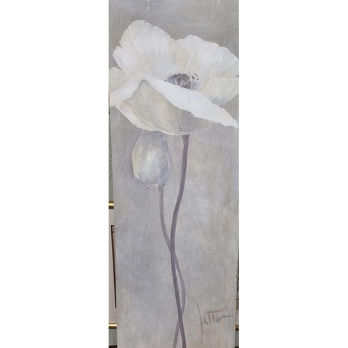 637 - An Oil on Canvas still life of a Poppy. 89 x 30 cm approx.