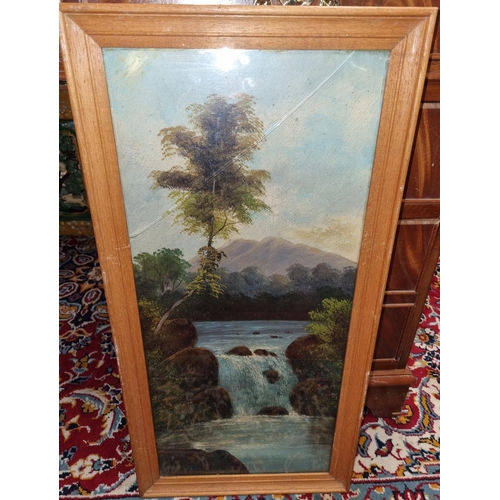 649 - A good pair of late 19th Century Oils of river waterfalls. No apparent signatures.
 H 59 x 26 cm app... 