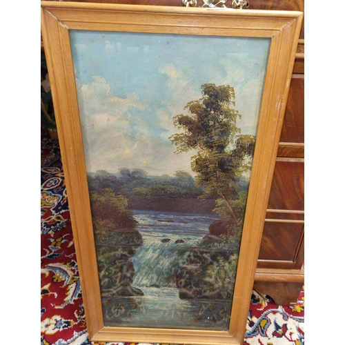 649 - A good pair of late 19th Century Oils of river waterfalls. No apparent signatures.
 H 59 x 26 cm app... 