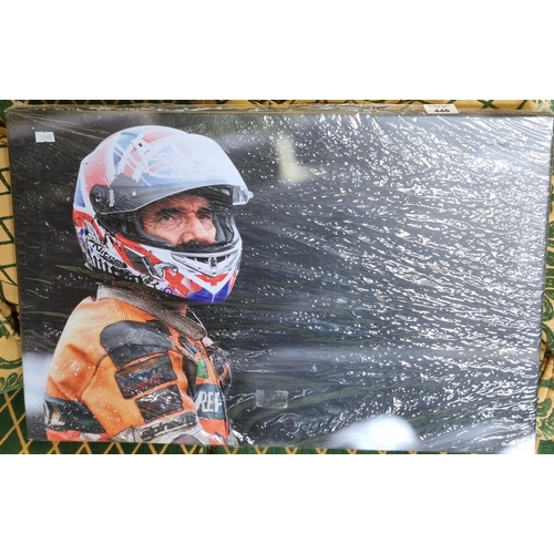 681 - A photographic Print on canvas of a motorbike racer. 40 x 60 cm approx.