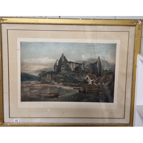 684 - A 19th Century coloured Engraving of Tintern Abbey in a good gilt frame. Frame 74 x 91 cm approx.