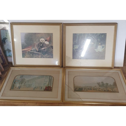 745 - A group of framed prints to include Baxter Prints.