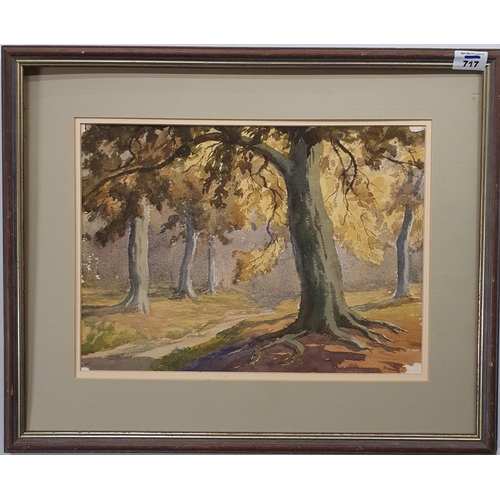 784 - Sold on Behalf of Charity, uncollected Lot.
Two Watercolors , a forest scene by Tom A. Darling and E... 