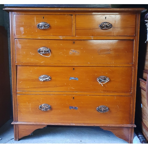 801 - A Satin Birch Chest of Drawers, two short over three long. H 105 x 103 x 45 cm approx.