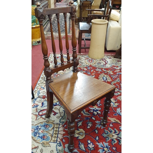 840 - An early 20th Century Arts and Crafts style Mahogany Hall Chair. W 46 x SH 44 x BH 97 cm approx.