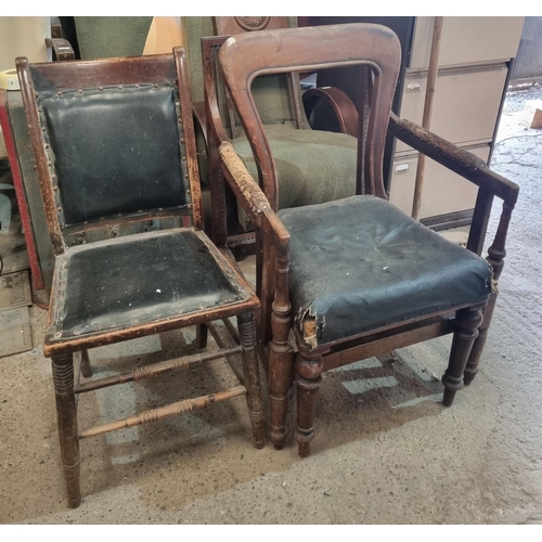 850 - A 19th Century Bergère arm Chair in need of re caning along with two other 19th Century Chairs.