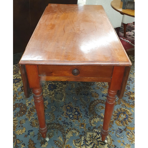 853 - A 19th Century Mahogany Pembroke Table on turned supports with single drawer freeze.
H 73 x L 107 x ... 