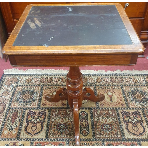 854 - A 19th Century leather top Side Table on tripod supports. 44 x 50 x H 70 cm approx.