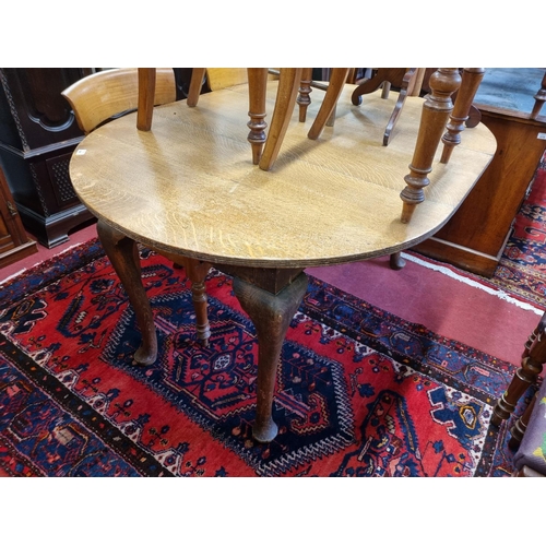 870 - A late 19th early 20th Century D end Dining Table with cabriole supports. 151 x 107 x H 75 cm approx... 