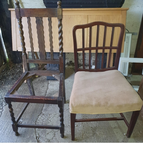 885 - A Grouped lot of Furniture to consist of 3 Chairs, Coffee Table and a Hardwood Head Board.