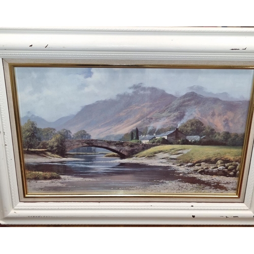 931 - A coloured Print of a river scene after Peter Symonds. 52 x 73 cm approx.