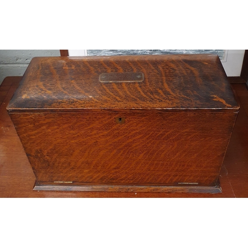 107 - A good 19th Century Oak Campaign Writing slope with fall front. Closed W 37 x 15 x H 23 cm approx.