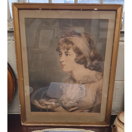 119 - A 19th Century colour Engraving of a beautiful woman.
64 x 49 cm approx.