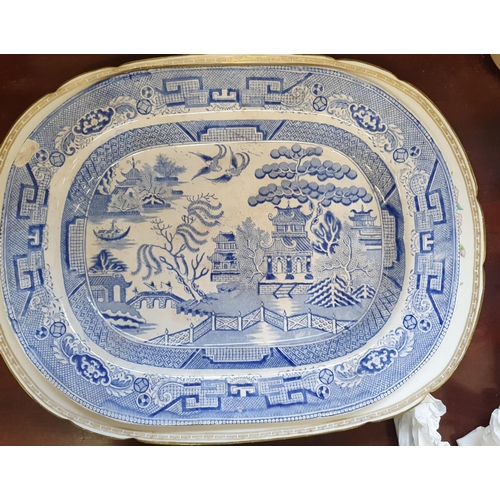 123 - A good Wedgewood Onion pattern serving Platter along with a large Indian Tree patterned meat platter... 