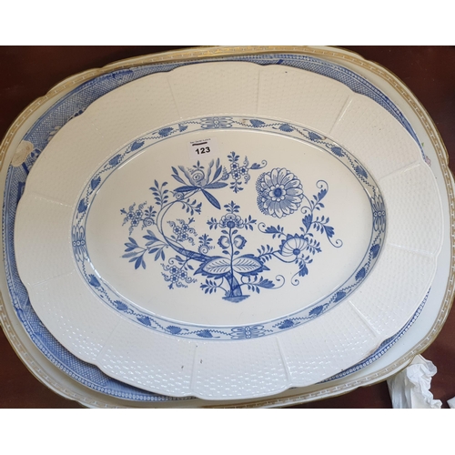 123 - A good Wedgewood Onion pattern serving Platter along with a large Indian Tree patterned meat platter... 