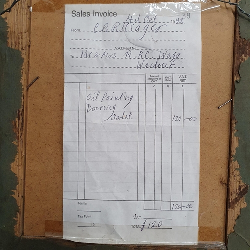 23 - Chris Riisager (1961) a 20th Century Oil On Board of a doorway signed C.P Riisager, LL with invoice ... 