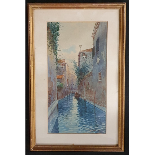 26 - An early 20th Century Watercolour of a Venetian scene signed LR. 32 x 17 cm approx.