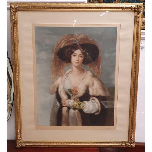 35 - After W.A Cox; A 19th Century colour Print of a beautiful woman in a good original timber gilt plast... 