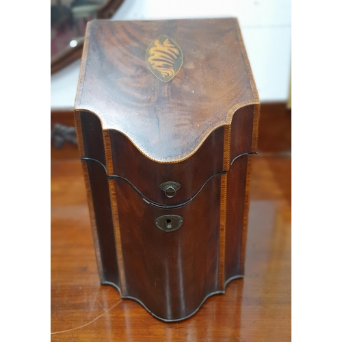 43 - An early 19th Century Regency Mahogany and inlaid Knife Box converted to a letter rack.
W 22.5 x H 3... 