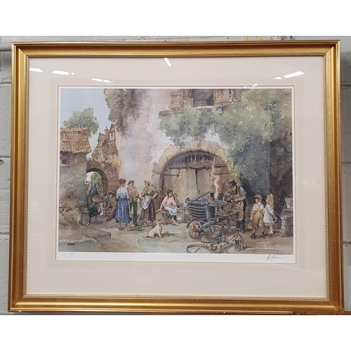 53 - A very large artists Proof after Sturgeon in a good gilt frame. 77 x 94 cm approx.