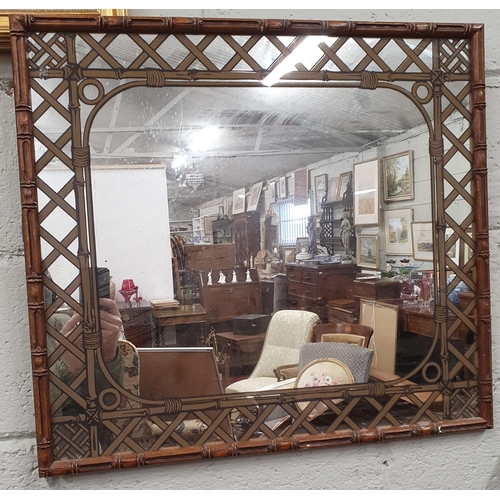 55 - A 20th Century bamboo style Pub Mirror. 56 x 62 cm approx.