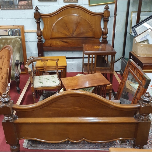 58 - A good Victorian Mahogany small double Bed with moulded outline and carved fluted supports. W 137 cm... 
