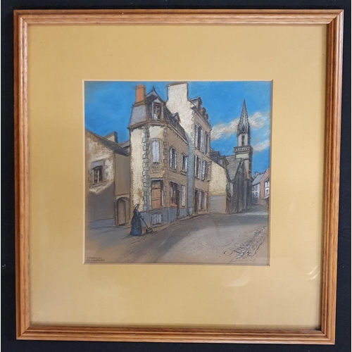 81 - Two early 20th Century Pastels of Continental Street scenes by C. Emanuel both signed LL.