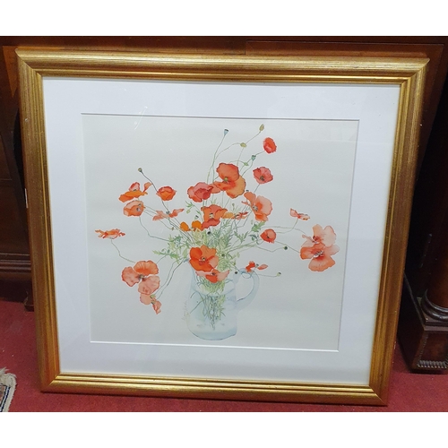 83 - A 20th Century Watercolour of poppies in a Jug, signed centre Mary Wardin. 43 x 46 cm approx.