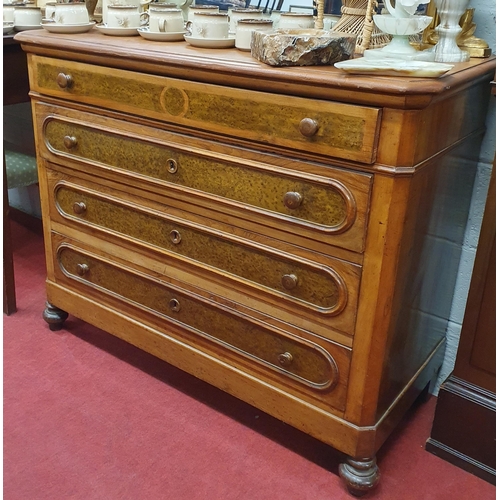 127 - A good late 19th Century Walnut Chest of Drawers with burr walnut front. 120 x 52 x H 95 cm approx.