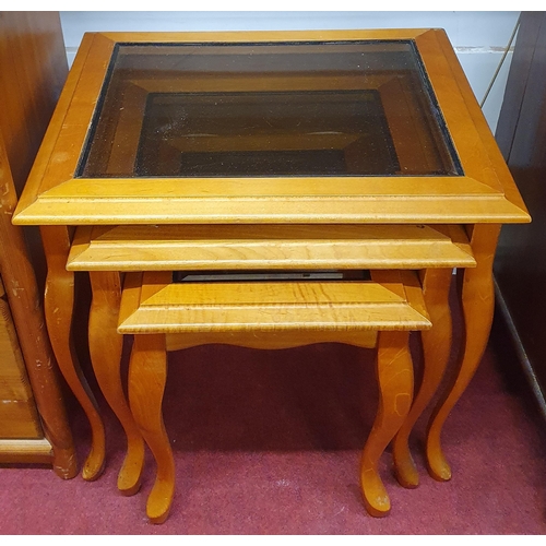 162 - A good miniature Pine Tallboy along with a nest of 20th Century Tables. 45 x 40 x H 107 cm approx.