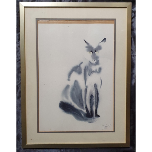 941 - Sold on behalf of charity as an uncollected item. Two abstract signed colour Prints of cats indistin... 