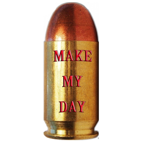 942 - Sold on behalf of charity as an uncollected item. Embossed Tin Sign 'Make My Day'. Dimensions (H x W... 