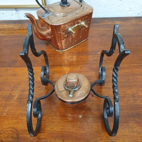 250A - A 19th Century Copper and Metal Spirit Kettle.