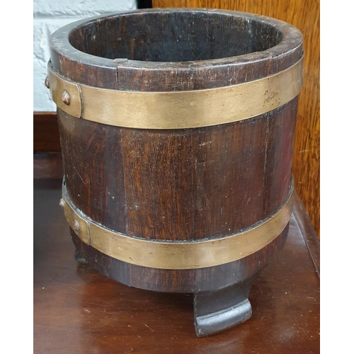 280 - A 19th Century Timber and Brass bound Champagne Bucket. D 18 x H 56 cm approx.