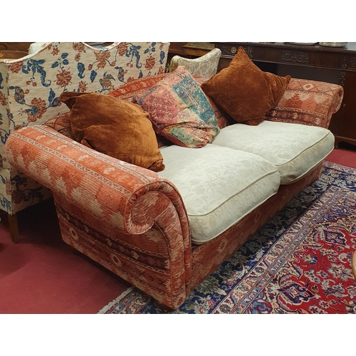 431 - A large Kilim style two seater humpback Couch. W 230 x D 96 cm approx.