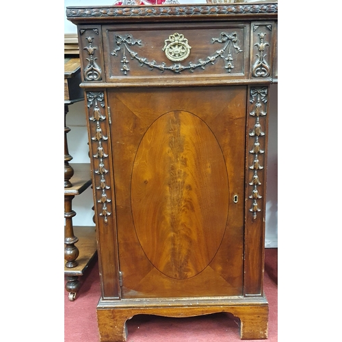 452 - A good 19th Century Mahogany Pedestal Sideboard with highly carved front on bracket feet. 190 x 63 x... 