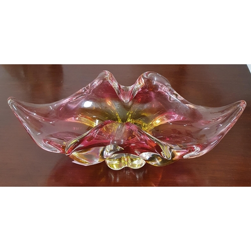 454 - A good Art Glass Centrepiece possibly Murano along with three vaseline glass items. Centrepiece 28 x... 