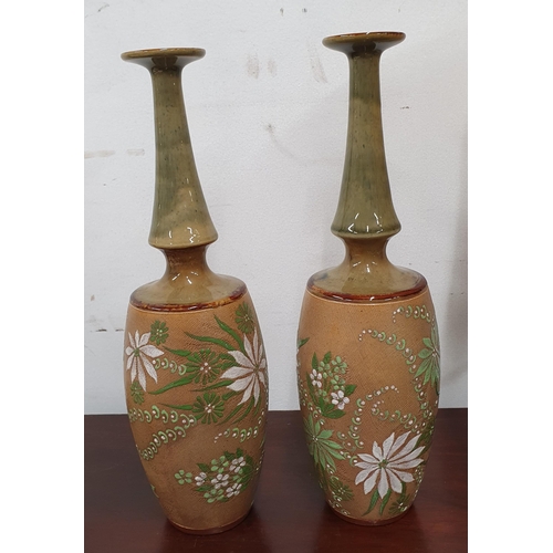 455 - A really good pair of Royal Doulton salt glaze Vases. H 32 cm approx.