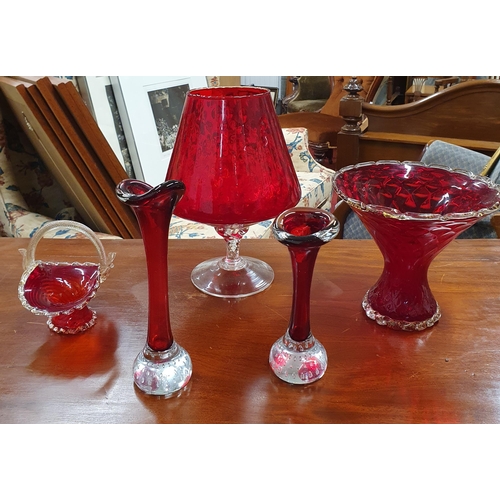 458 - A good quantity of Cranberry Glass to include two art glass bud vases.