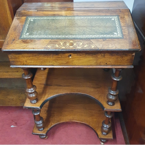 463 - A 19th Century Walnut and Inlaid Writing Desk with leathered fall flap. 57 x 41 x H 88 cm approx.