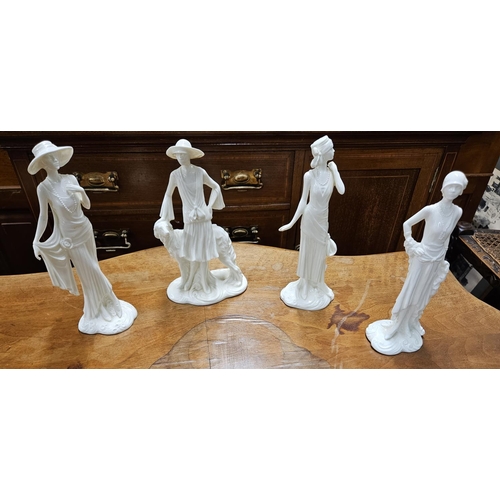 1015 - A really good quantity of Royal Worcester 1920's Vogue collection Porcelain Figures. H 21 cm approx.