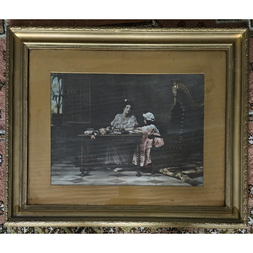 883 - A 19th Century coloured Print of a pensive Woman along with another. 63 x 75, 76 x 62 cm approx.