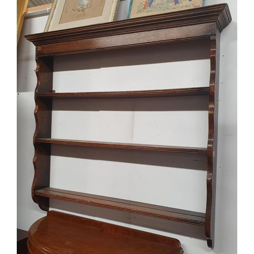 490 - A good 19th Century Oak wall mounted plate Rack. W 110 x H 104 cm approx.