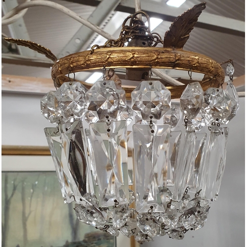 499 - A 19th Century Crystal basket Light. Drop 22 cm approx.