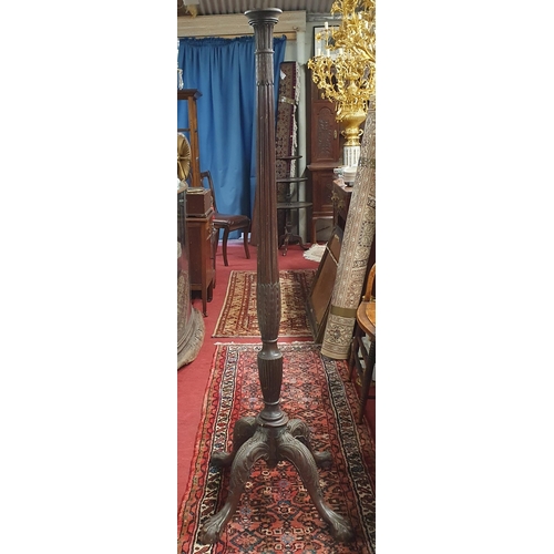 830 - Of Superb quality. A 19th Century Irish Mahogany Stand converted to a Standard Lamp with highly carv... 