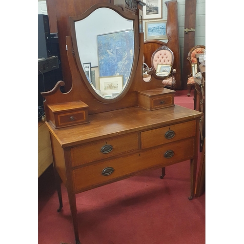 560 - An Edwardian Mahogany and Inlaid Dressing Table.  107 x 48 x H 156 cm approx.