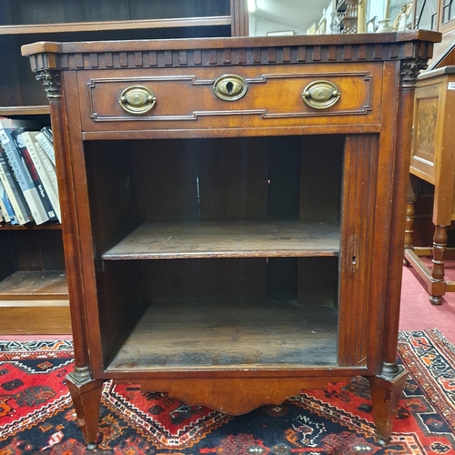 565 - A superb quality 19th Century single door Side Cabinet with tambour door single frieze drawer on tur... 