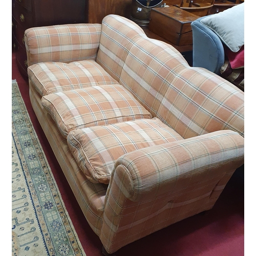 569 - A good triple humpback Couch with plaid upholstery. W 180 x D 85 cm approx.